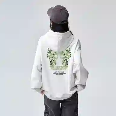 棉购 潮牌美式仿刺绣连帽加绒加厚长袖上衣学院风小众时尚舒适外套卫衣男 女款