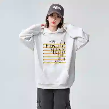 棉购 连帽字母印花加绒加厚学生美式帽衫情侣装重磅宽松上衣卫衣 女款