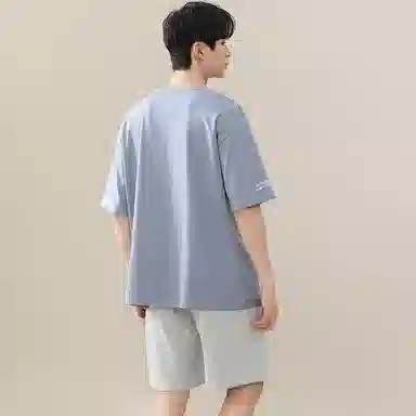 棉购 冰丝短袖短裤大码青少年宽松休闲睡衣套装 男款