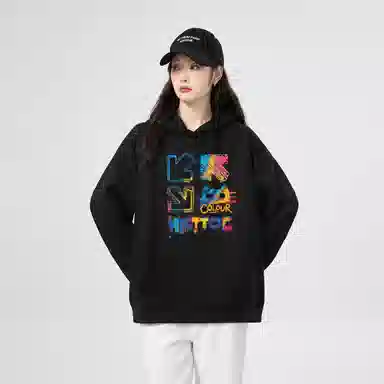棉购 连帽潮流加绒宽松慵懒加厚长袖卫衣 女款