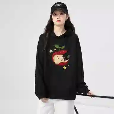 棉购 宽松薄款连帽长袖卫衣 女款