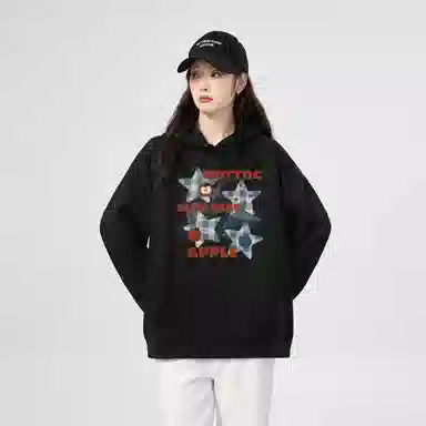 棉购 美式连帽印花潮流外套卫衣 女款