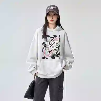 棉购 美式连帽潮流秋冬季加绒加厚长袖上衣外套卫衣 男女同款