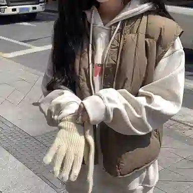 棉购 印花连帽宽松套头加绒加厚慵懒风外套卫衣 女款