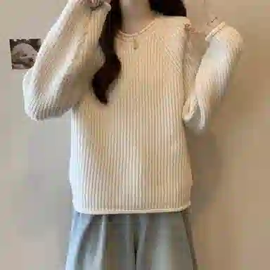 棉购 韩系氛围感宽松慵懒风绝美通勤显瘦针织衫 女款