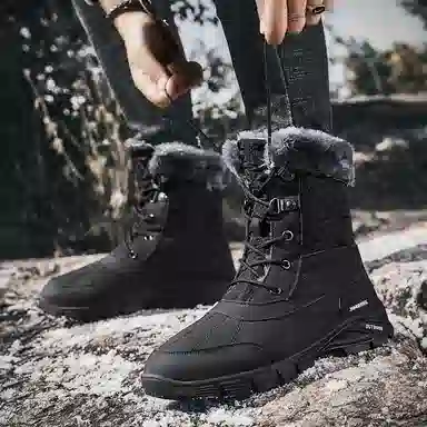 金迈王 超纤皮 保暖 加绒超加厚户外抗寒 中筒 雪地靴 男款