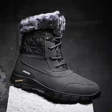金迈王 超纤皮 保暖 加绒超加厚户外抗寒 中筒 雪地靴 男款