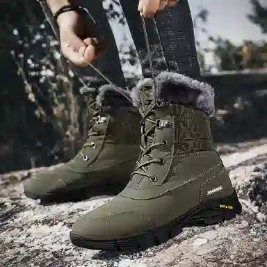 金迈王 超纤皮 保暖 加绒超加厚户外抗寒 中筒 雪地靴 男款