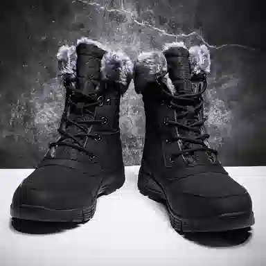 金迈王 超纤皮 保暖 加绒超加厚户外抗寒 中筒 雪地靴 男款