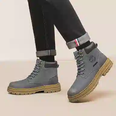 金迈王 英伦风厚底户外工装 短筒 马丁靴 男女同款