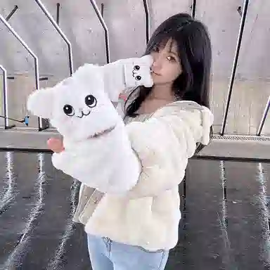 梦特娇 冬季韩版可爱加绒加厚学生户外防寒保暖翻盖骑行 涤纶 绒线手套 女款