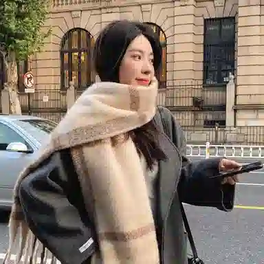 梦特娇 美拉德色系加厚长款保暖氛围感 绒线围巾 男款