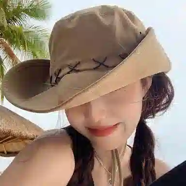 梦特娇 西部风大檐可翻折户外露营登山徒步防紫外线 合成纤维 渔夫帽 男女同款情侣款