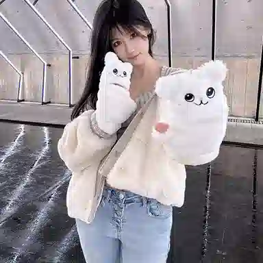 梦特娇 冬季韩版可爱加绒加厚学生户外防寒保暖翻盖骑行 涤纶 绒线手套 女款