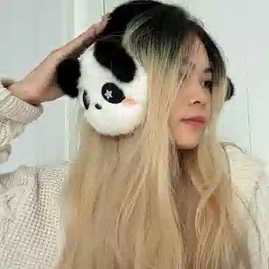 梦特娇 韩系卡通动物熊猫百搭保暖加绒 涤纶 耳罩 女款