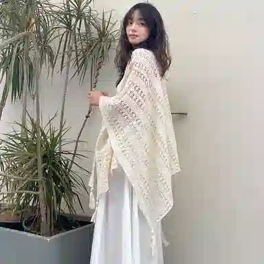 梦特娇 民族风流苏半镂空外搭披风 云南西藏新疆旅游防寒 仿羊绒 披肩 女款