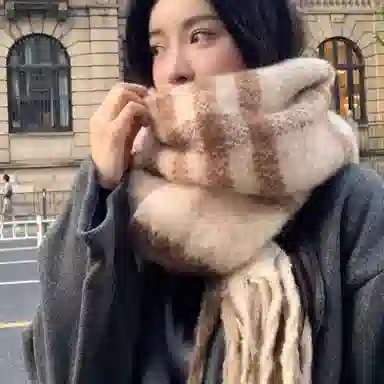 梦特娇 美拉德色系加厚长款保暖氛围感 绒线围巾 男款