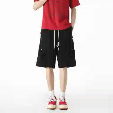 敦煌博物馆 美式潮流褶皱薄款跑步篮球裤宽松凉感舒适透气纯色简约百搭五分休闲短裤 男女同款