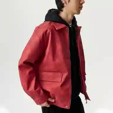 敦煌博物馆 美式复古翻领落肩流行脏脏元素休闲宽松百搭高街机车夹克外套 男女同款