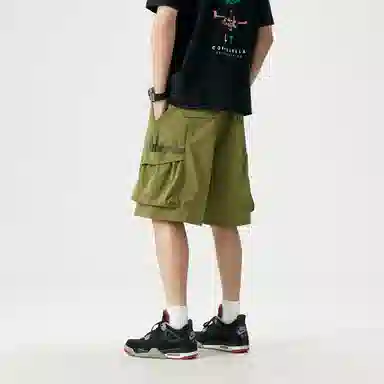 敦煌博物馆 美式街头多口袋机能飘带宽松薄款轻量化篮球裤百搭运动五分裤休闲短裤 男女同款