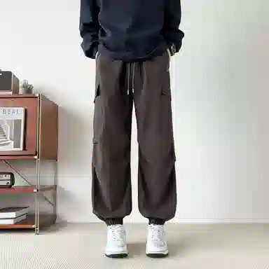 敦煌博物馆 美式复古纯色简约多口袋宽松束脚户外机能伞兵休闲工装裤 男女同款