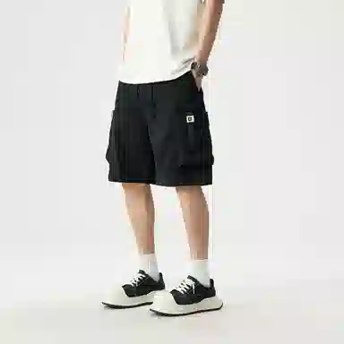 敦煌博物馆 美式复古多口袋机能宽松直筒弹力薄款轻量化松紧腰绳舒适百搭运动休闲短裤 男女同款