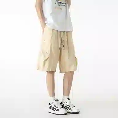 敦煌博物馆 美式潮流褶皱薄款跑步篮球裤宽松凉感舒适透气纯色简约百搭五分休闲短裤 男女同款