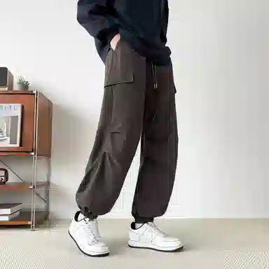 敦煌博物馆 美式复古纯色简约多口袋宽松束脚户外机能伞兵休闲工装裤 男女同款