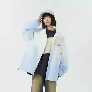 敦煌博物馆 复古学院风渐变拼色休闲宽松户外机能防风防水立领夹克外套 男女同款