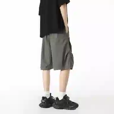 敦煌博物馆 美式潮流褶皱薄款跑步篮球裤宽松凉感舒适透气纯色简约百搭五分休闲短裤 男女同款