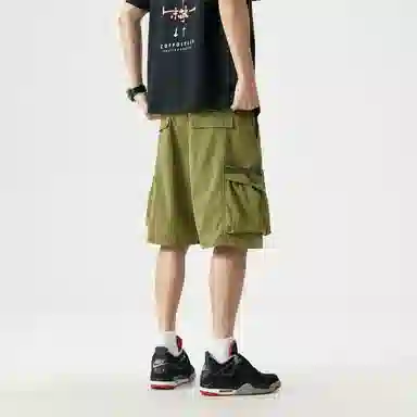 敦煌博物馆 美式街头多口袋机能飘带宽松薄款轻量化篮球裤百搭运动五分裤休闲短裤 男女同款