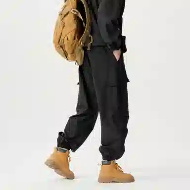 敦煌博物馆 美式复古纯色简约多口袋宽松束脚户外机能伞兵休闲工装裤 男女同款