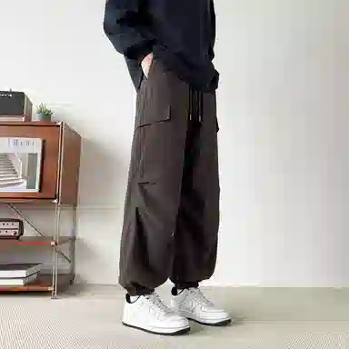 敦煌博物馆 美式复古纯色简约多口袋宽松束脚户外机能伞兵休闲工装裤 男女同款
