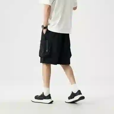 敦煌博物馆 美式复古多口袋机能宽松直筒弹力薄款轻量化松紧腰绳舒适百搭运动休闲短裤 男女同款