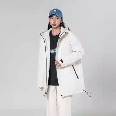 敦煌博物馆 简约纯色休闲防风中长款运动户外潮流百搭连帽防寒保暖羽绒服 男女同款