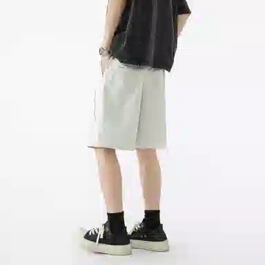 敦煌博物馆 美式高街抽绳系带刺绣简约百搭基础款日常运动纯色透气大码垂感铆钉直筒五分休闲短裤 男女同款