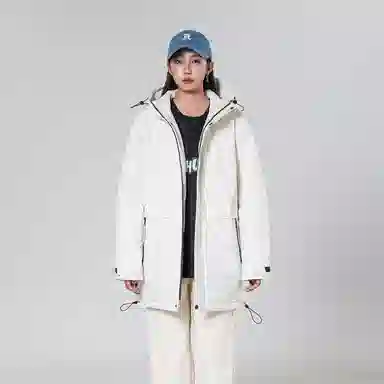 敦煌博物馆 简约纯色休闲防风中长款运动户外潮流百搭连帽防寒保暖羽绒服 男女同款