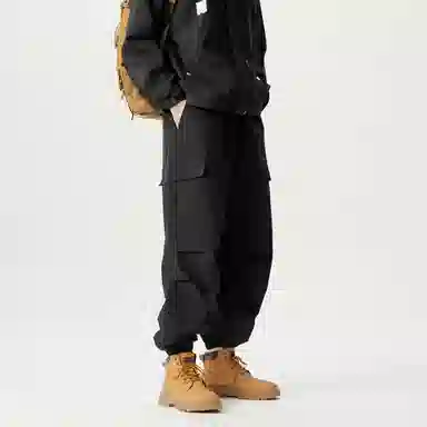 敦煌博物馆 美式复古纯色简约多口袋宽松束脚户外机能伞兵休闲工装裤 男女同款