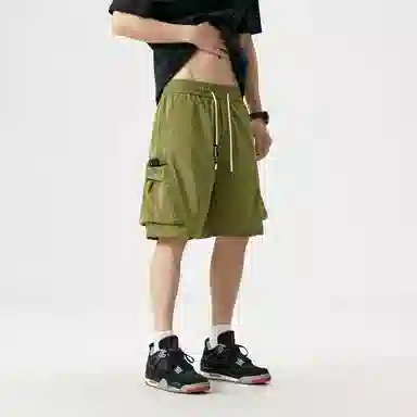 敦煌博物馆 美式街头多口袋机能飘带宽松薄款轻量化篮球裤百搭运动五分裤休闲短裤 男女同款