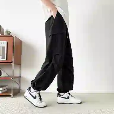 敦煌博物馆 美式复古纯色简约多口袋宽松束脚户外机能伞兵休闲工装裤 男女同款