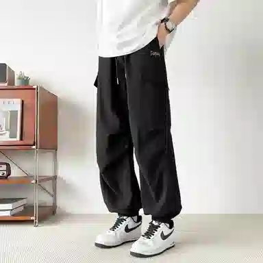 敦煌博物馆 美式复古纯色简约多口袋宽松束脚户外机能伞兵休闲工装裤 男女同款