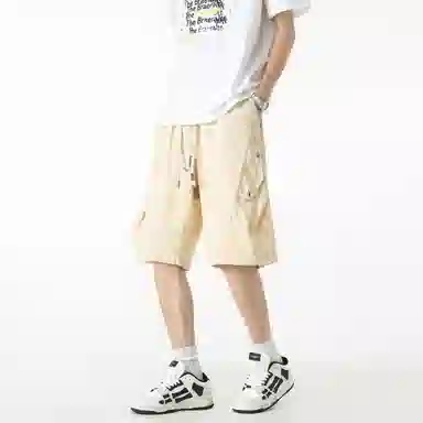 敦煌博物馆 美式潮流褶皱薄款跑步篮球裤宽松凉感舒适透气纯色简约百搭五分休闲短裤 男女同款