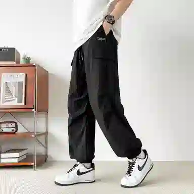 敦煌博物馆 美式复古纯色简约多口袋宽松束脚户外机能伞兵休闲工装裤 男女同款