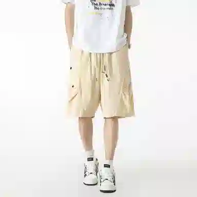 敦煌博物馆 美式潮流褶皱薄款跑步篮球裤宽松凉感舒适透气纯色简约百搭五分休闲短裤 男女同款