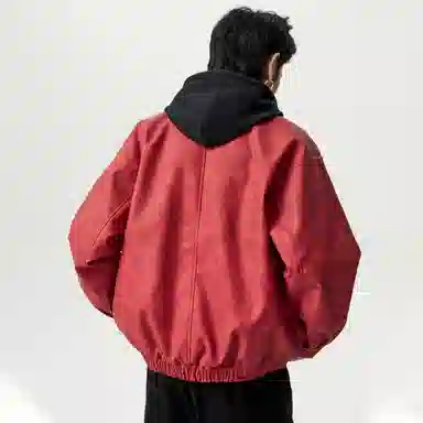 敦煌博物馆 美式复古翻领落肩流行脏脏元素休闲宽松百搭高街机车夹克外套 男女同款