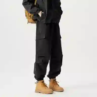 敦煌博物馆 美式复古纯色简约多口袋宽松束脚户外机能伞兵休闲工装裤 男女同款