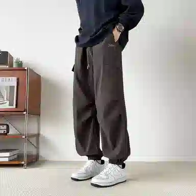 敦煌博物馆 美式复古纯色简约多口袋宽松束脚户外机能伞兵休闲工装裤 男女同款