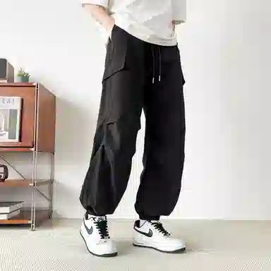 敦煌博物馆 美式复古纯色简约多口袋宽松束脚户外机能伞兵休闲工装裤 男女同款