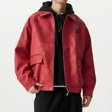 敦煌博物馆 美式复古翻领落肩流行脏脏元素休闲宽松百搭高街机车夹克外套 男女同款