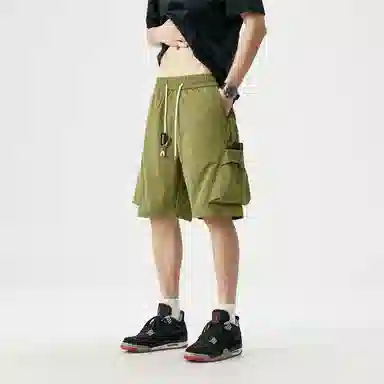 敦煌博物馆 美式街头多口袋机能飘带宽松薄款轻量化篮球裤百搭运动五分裤休闲短裤 男女同款